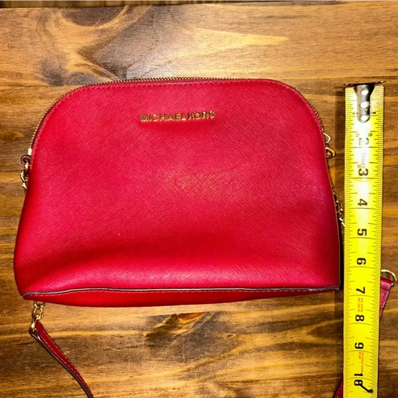 Michael Kors red with gold accent crossbody bag purse - Picture 1 of 6